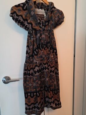 Zinco Geometric Midi Dress in Black, Brown & Gray